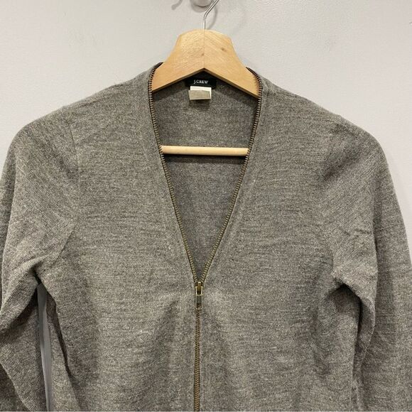 J. CREW S Y2K Gray Soft Knit Wool Blend Grandpa Zip Cardigan Sweater Academia - Picture 3 of 15